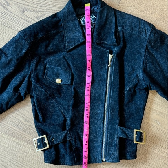 Vintage Cosa Nova Suede Leather Moto Jacket - Size L (Fits like‎ a S/M) - Black - Picture 7 of 10